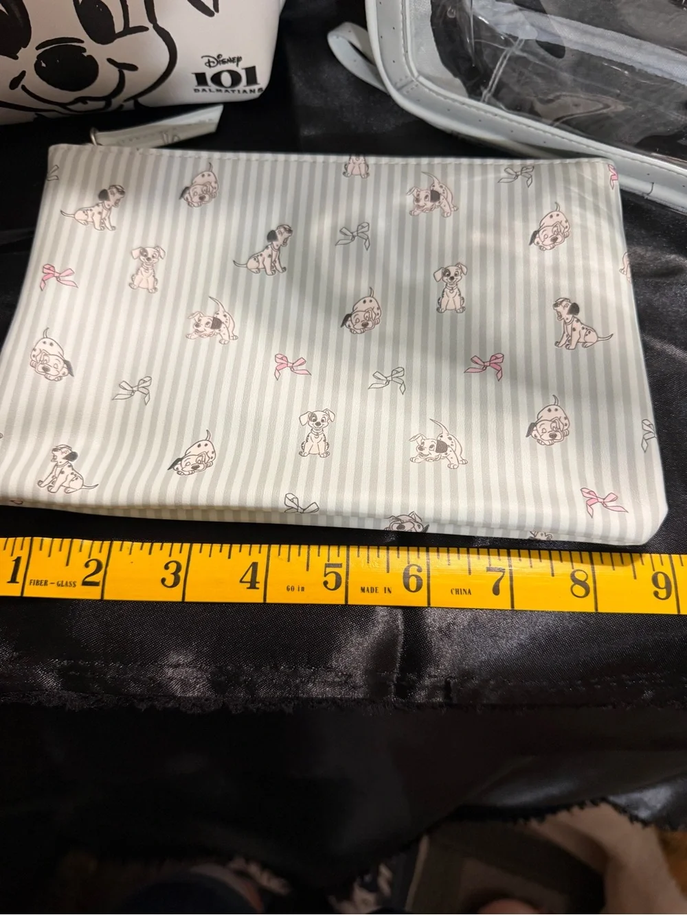Disney White and Black 101 Dalmatians Clear Travel Cosmetic Bag Set 3-piece